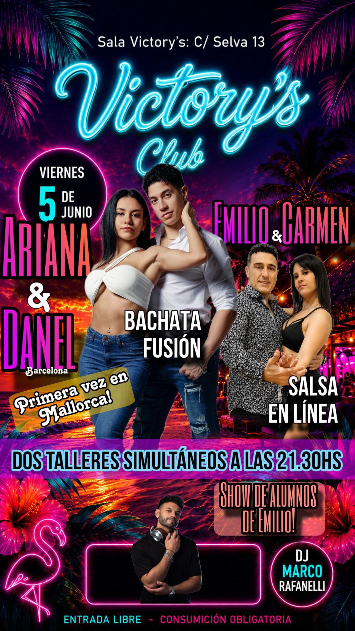 Bachata Fusión y Salsa en Línea Flyer