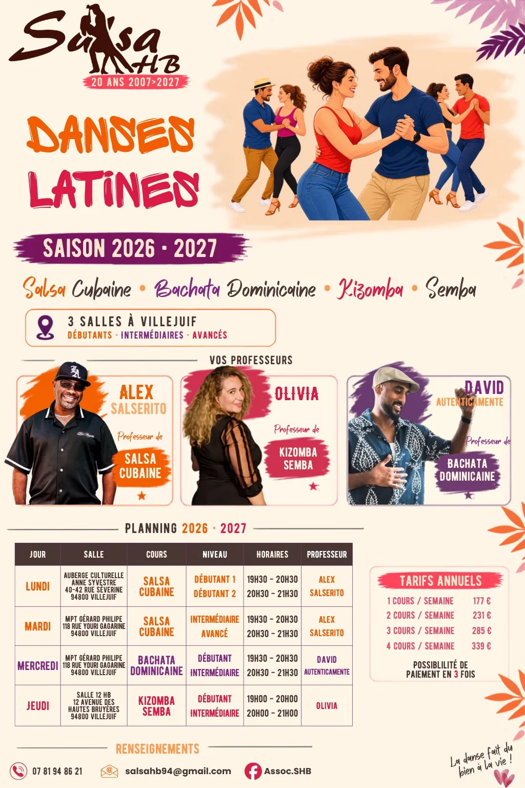 Salsa HB - Danses Latines Saison 2026-2027 – Salsa, Bachata and Kizomba in Villejuif Flyer