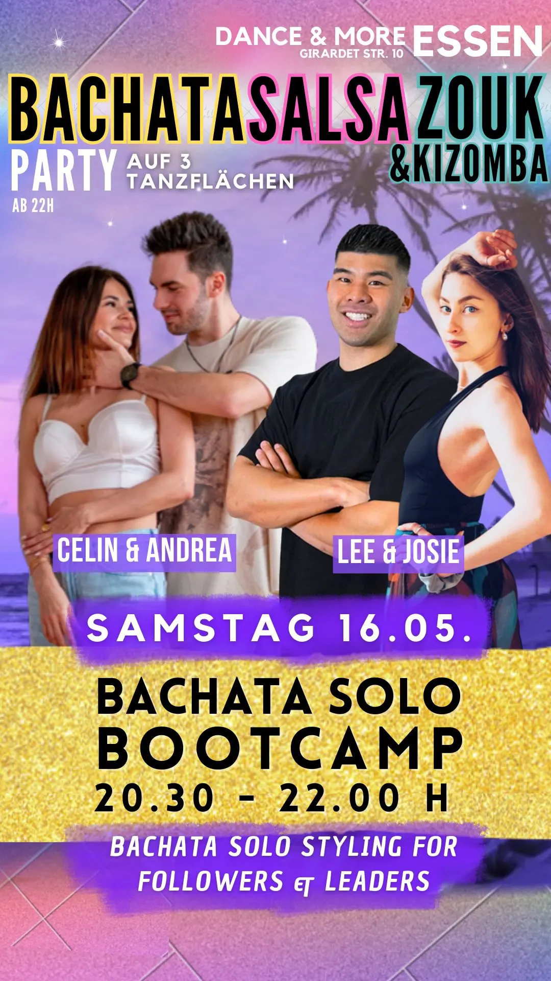 Bachata Salsa Zouk & Kizomba – Bachata Solo Bootcamp & Party